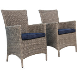 Charles Bentley Luxury Pair Of Rattan Arm Chairs - Light Brown